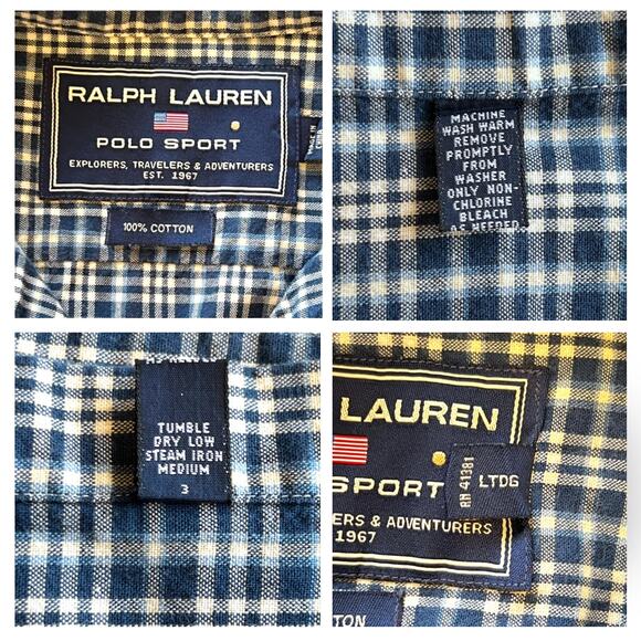 Ralph Lauren Sport Shirt Button Down Blue Check Medium - Picture 8 of 9
